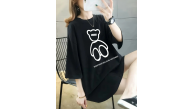 Kadın Tişört Penye Compack Baskılı Oversize Bisiklet Yaka T-shirt - Siyah Kadın Tişört Penye Compack Baskılı Oversize Bisiklet Yaka T-shirt - Siyah