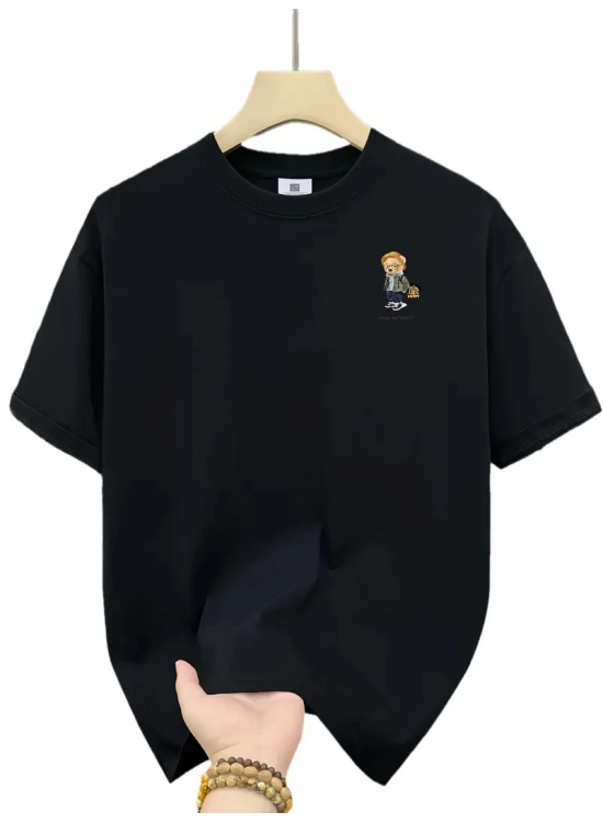 Erkek Tişört Penye Compack Gözlüklü Ayı Bisiklet Yaka Erkek T-shirt - Siyah Erkek Tişört Penye Compack Gözlüklü Ayı Bisiklet Yaka Erkek T-shirt - Siyah