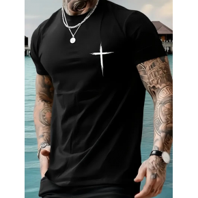 Erkek Kısa Kol Yazlık Tişört Bisiklet Yaka Baskılı Oversize T-Shirt - Siyah