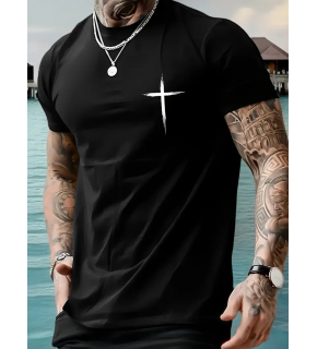 Erkek Kısa Kol Yazlık Tişört Bisiklet Yaka Baskılı Oversize T-Shirt - Siyah