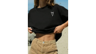 Kadın Tişört fiyonk baskılı Bisiklet yaka yazlık Kısa Kol oversize t-shirt - Siyah Kadın Tişört fiyonk baskılı Bisiklet yaka yazlık Kısa Kol oversize t-shirt - Siyah