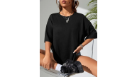 Kadın Tişört Büyük Boy Ayıcık Baskılı Bisiklet Kısa kol t-shirt - Siyah Kadın Tişört Büyük Boy Ayıcık Baskılı Bisiklet Kısa kol t-shirt - Siyah