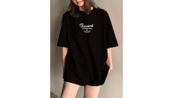 Kadın Baskılı Tişört Bisiklet yaka yazlık Kısa Kol oversize t-shirt - Siyah Kadın Baskılı Tişört Bisiklet yaka yazlık Kısa Kol oversize t-shirt - Siyah