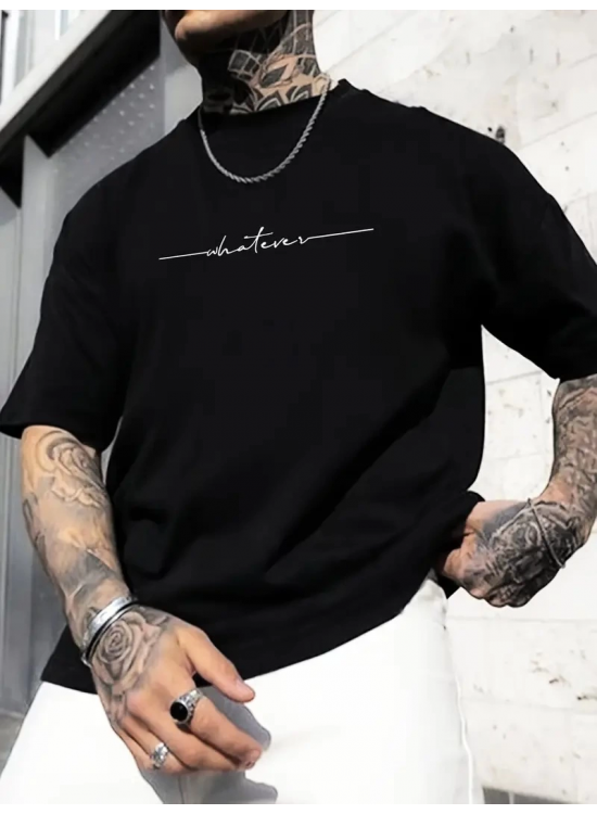 Erkek Baskılı T-Shirt Kısa Kol Bisiklet Yaka Regular Fit Yazlık Tişört - Siyah Erkek Baskılı T-Shirt Kısa Kol Bisiklet Yaka Regular Fit Yazlık Tişört - Siyah