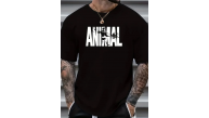 Erkek ANIMAL Baskılı Tişört Bisiklet YakaYazlık T-shirt - Siyah