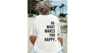Kadın Kısa Kol Yazlık Tişört Bisiklet Yaka Baskılı Oversize T-Shirt - Beyaz Kadın Kısa Kol Yazlık Tişört Bisiklet Yaka Baskılı Oversize T-Shirt - Beyaz