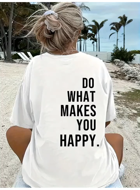 Kadın Kısa Kol Yazlık Tişört Bisiklet Yaka Baskılı Oversize T-Shirt - Beyaz Kadın Kısa Kol Yazlık Tişört Bisiklet Yaka Baskılı Oversize T-Shirt - Beyaz