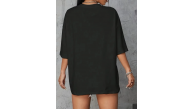 Kadın Kahve Desen Baskılı Tişört Kısa Kol Bisiklet Yaka Oversize T-Shirt - Siyah Kadın Kahve Desen Baskılı Tişört Kısa Kol Bisiklet Yaka Oversize T-Shirt - Siyah