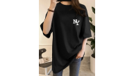 Kadın T-shirt Bisiklet yaka NY Baskılı kısa kol Tişört - Siyah Kadın T-shirt Bisiklet yaka NY Baskılı kısa kol Tişört - Siyah