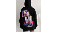 Kadın Oversize Kapüşonlu Cepli WANT Baskılı 3 İplik Pamuklu Hoodie Sweatshirt - Siyah Kadın Oversize Kapüşonlu Cepli WANT Baskılı 3 İplik Pamuklu Hoodie Sweatshirt - Siyah