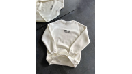 Kadın Bisiklet Yaka 3 İplik Baskılı Oversize SweatShirt - Beyaz