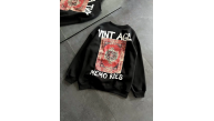 Kadın Bisiklet Yaka 3 İplik pamuklu Baskılı Oversize SweatShirt - Siyah Kadın Bisiklet Yaka 3 İplik pamuklu Baskılı Oversize SweatShirt - Siyah