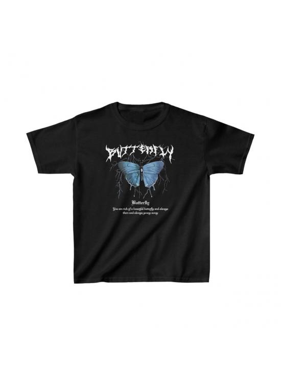 Çocuk Kız Baskılı T-Shirt - Siyah Çocuk Kız Baskılı T-Shirt - Siyah
