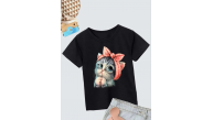 Çocuk Unisex Baskılı T-Shirt - Siyah Çocuk Unisex Baskılı T-Shirt - Siyah