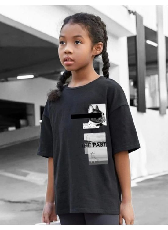 Çocuk Unisex Baskılı T-Shirt - Siyah Çocuk Unisex Baskılı T-Shirt - Siyah