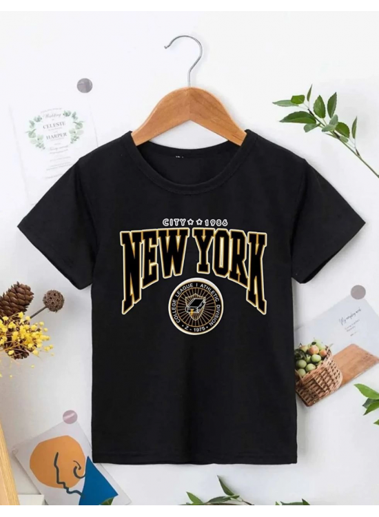 Çocuk Unisex Baskılı T-Shirt - Siyah Çocuk Unisex Baskılı T-Shirt - Siyah
