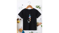 Çocuk Unisex Baskılı T-Shirt - Siyah Çocuk Unisex Baskılı T-Shirt - Siyah