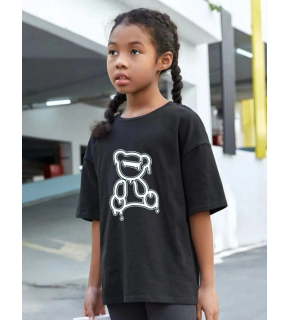 Çocuk Unisex Baskılı T-Shirt - Siyah