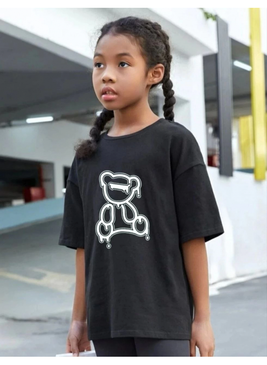 Çocuk Unisex Baskılı T-Shirt - Siyah