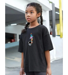 Çocuk Unisex Baskılı T-Shirt - Siyah