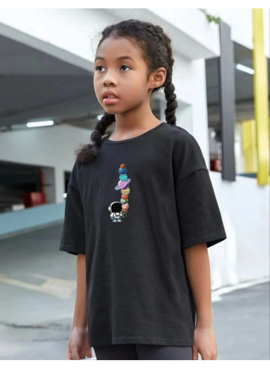 Çocuk Unisex Baskılı T-Shirt - Siyah Çocuk Unisex Baskılı T-Shirt - Siyah