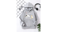 Çocuk Unisex Kapüşonlu Kedicik Baskılı Pamuklu Sweatshirt - Gri Çocuk Unisex Kapüşonlu Kedicik Baskılı Pamuklu Sweatshirt - Gri