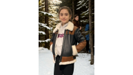 Çocuk Yakalı Parçalı Kürk - Kahve