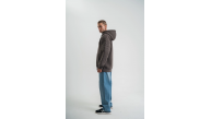 Erkek Nakışlı Kapüşonlu Oversize 3 İplik Pamuklu SweatShirt Hoodie - Füme Erkek Nakışlı Kapüşonlu Oversize 3 İplik Pamuklu SweatShirt Hoodie - Füme