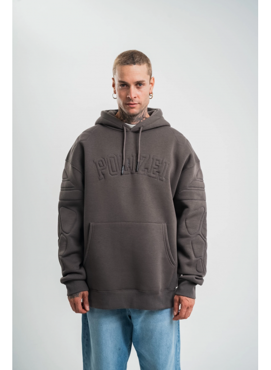 Erkek Nakışlı Kapüşonlu Oversize 3 İplik Pamuklu SweatShirt Hoodie - Füme Erkek Nakışlı Kapüşonlu Oversize 3 İplik Pamuklu SweatShirt Hoodie - Füme