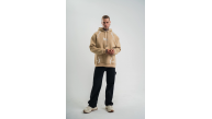 Erkek Baskılı Kapüşonlu Oversize 3 İplik Pamuklu SweatShirt Hoodie - Bej Erkek Baskılı Kapüşonlu Oversize 3 İplik Pamuklu SweatShirt Hoodie - Bej