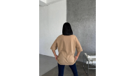 Kadın Düz T-Shirt Kısa Kol Bisiklet Yaka Oversize Rahat Kalıp Günlük Tişört - Bej Kadın Düz T-Shirt Kısa Kol Bisiklet Yaka Oversize Rahat Kalıp Günlük Tişört - Bej