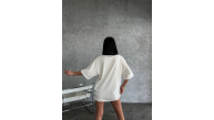 Kadın Düz T-Shirt Kısa Kol Bisiklet Yaka Oversize Rahat Kalıp Günlük Tişört - Beyaz Kadın Düz T-Shirt Kısa Kol Bisiklet Yaka Oversize Rahat Kalıp Günlük Tişört - Beyaz