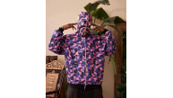 Erkek 2 İplik Bape Kapüşonu Fermuarlı Hırka - Mor