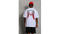 Erkek Kısa Kol Tişört Bisiklet Yaka KANAT Baskılı Oversize T-Shirt - Beyaz Erkek Kısa Kol Tişört Bisiklet Yaka KANAT Baskılı Oversize T-Shirt - Beyaz
