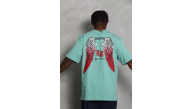 Erkek Kısa Kol Tişört Bisiklet Yaka KANAT Baskılı Oversize T-Shirt - Mint Yeşili