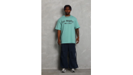 Erkek Kısa Kol Tişört Bisiklet Yaka KANAT Baskılı Oversize T-Shirt - Mint Yeşili