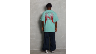 Erkek Kısa Kol Tişört Bisiklet Yaka KANAT Baskılı Oversize T-Shirt - Mint Yeşili