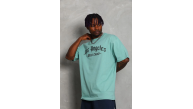 Erkek Kısa Kol Tişört Bisiklet Yaka KANAT Baskılı Oversize T-Shirt - Mint Yeşili