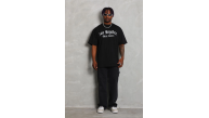 Erkek Baskılı Tişört Kısa Kol Bisiklet Yaka Oversize T-Shirt - Siyah