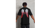 Erkek Baskılı Tişört Kısa Kol Bisiklet Yaka Oversize T-Shirt - Siyah