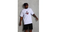Erkek Baskılı Tişört Kısa Kol Bisiklet Yaka Oversize T-Shirt - Beyaz