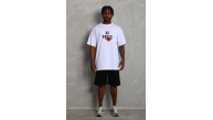Erkek Baskılı Tişört Kısa Kol Bisiklet Yaka Oversize T-Shirt - Beyaz