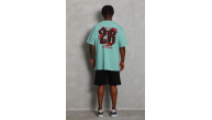 Erkek Baskılı Tişört Kısa Kol Bisiklet Yaka Oversize T-Shirt - Mint Yeşili