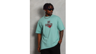 Erkek Baskılı Tişört Kısa Kol Bisiklet Yaka Oversize T-Shirt - Mint Yeşili