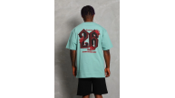 Erkek Baskılı Tişört Kısa Kol Bisiklet Yaka Oversize T-Shirt - Mint Yeşili