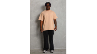 Erkek Düz Yazlık Kısa Kol Tişört Bisiklet Yaka Oversize T-Shirt - Bej