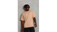 Erkek Düz Yazlık Kısa Kol Tişört Bisiklet Yaka Oversize T-Shirt - Bej