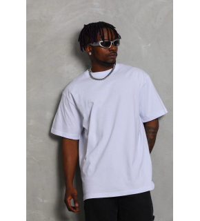 Erkek Düz Yazlık Kısa Kol Tişört Bisiklet Yaka Oversize T-Shirt - Beyaz