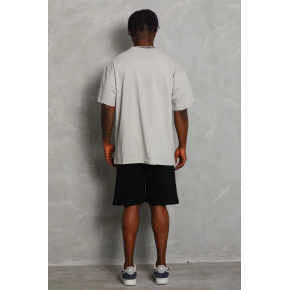 Erkek Düz Yazlık Kısa Kol Tişört Bisiklet Yaka Oversize T-Shirt - Gri