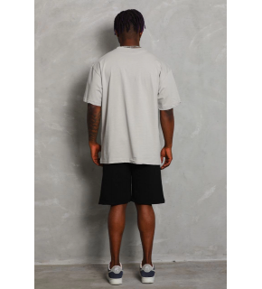 Erkek Düz Yazlık Kısa Kol Tişört Bisiklet Yaka Oversize T-Shirt - Gri
